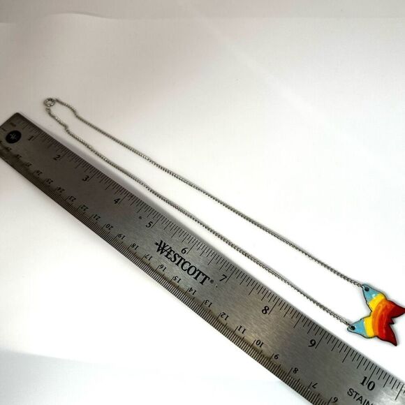 Rainbow butterfly pendant necklace - Picture 7 of 10